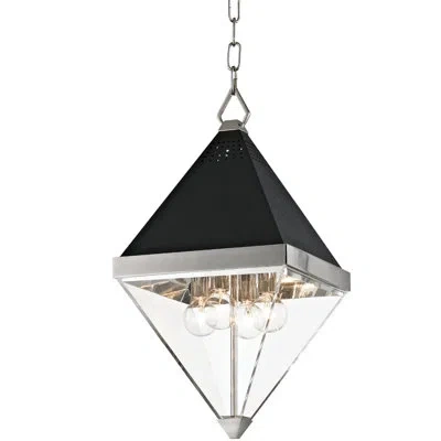 Hudson Valley Lighting Coltrane 4 - Light Unique / Statement Geometric Pendant In Polished Nickel,black Textured