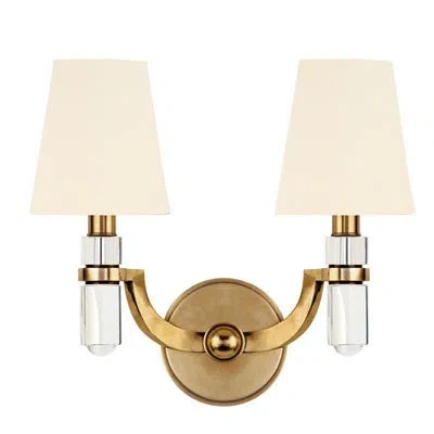 Hudson Valley Lighting Dayton 2 - Light Candle Wall Light In Aged Brass,white