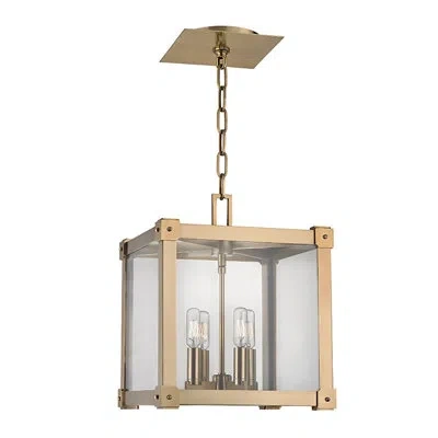 Hudson Valley Lighting Forsyth 4 - Light Candle Style Rectangle / Square Chandelier In Aged Brass
