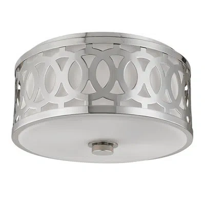 Hudson Valley Lighting Genesee 2-light 13.5" Flush Mount In Polished Nickel