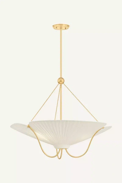 Hudson Valley Lighting Gerhard Aged Brass Linen Shade Pendant By Augusta Hoffman In Gold