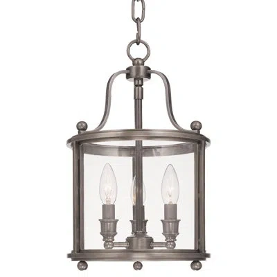 Hudson Valley Lighting Hampton 3 - Light Lantern Drum Pendant In Antique Nickel