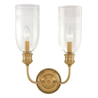 Hudson Valley Lighting Lafayette 2 - Light Candle Wall Light In Aged Brass