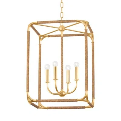 Hudson Valley Lighting Laurenceston 4 Light Lantern In Gold