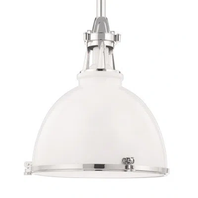 Hudson Valley Lighting Massena 1 - Light Single Dome Pendant In White Polished Nickel
