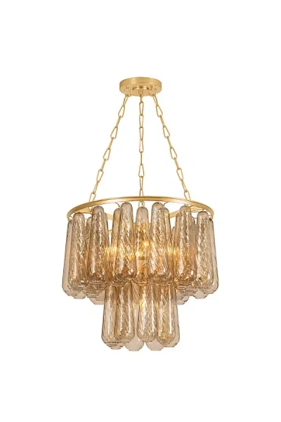 Hudson Valley Lighting Milos Cascade Droplet Glass Chandelier In Gold