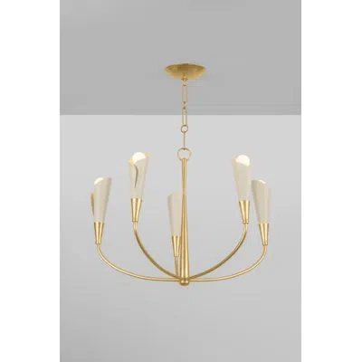 Hudson Valley Lighting Montrose 5 Light Chandelier In Vintage Gold Leaf