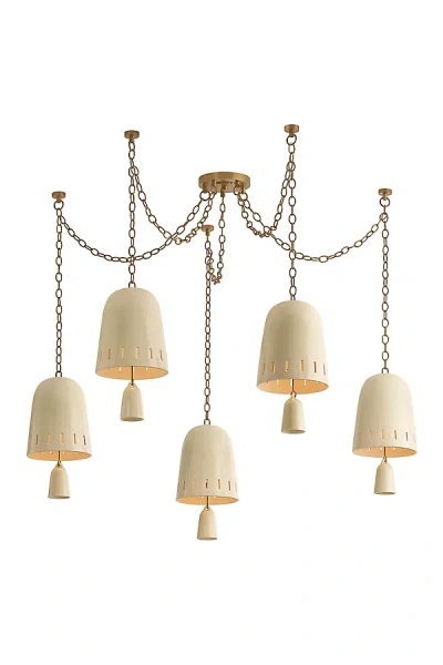 Hudson Valley Lighting Omi Ceramic Crackle Bell Chandelier In Neutral