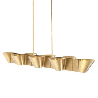 Hudson Valley Lighting Reeve 8 - Light Kitchen Island Linear Pendant In Vintage Gold Leaf