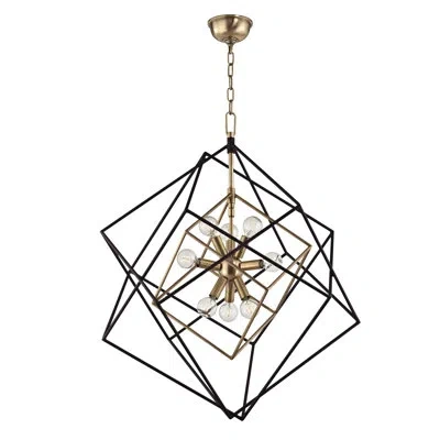 Hudson Valley Lighting Roundout 9 - Light Single Geometric Pendant In Aged Brass