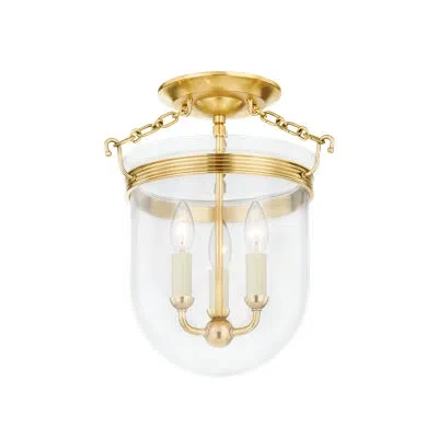 Hudson Valley Lighting Rousham Semi Flush By Mark D. Sikes In Aged Brass
