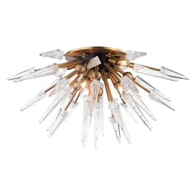 Hudson Valley Lighting Sparta 6-light 28" Semi Flush Mount In Aged Brass