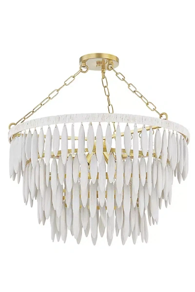 Hudson Valley Lighting Tiffany Cascade Whitewashed Wooden Bead Chandelier