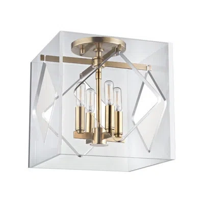 Hudson Valley Lighting Travis 4-light 12" Flush Mount In Aged Brass