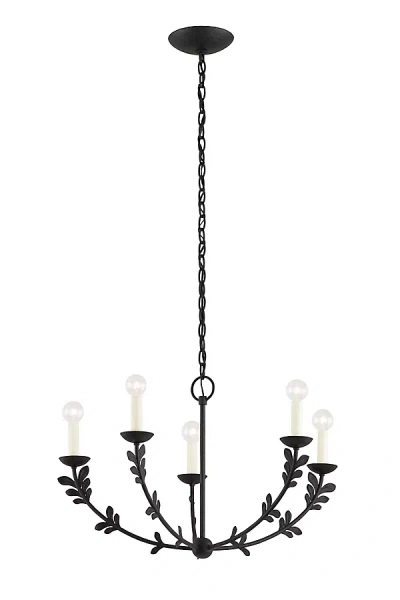 Hudson Valley Lighting Troy Florian 5-light Vintage Gold Leaf Chandelier In Black