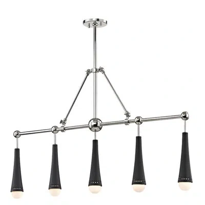 Hudson Valley Lighting Tupelo 5 - Light Kitchen Island Linear Pendant In Polished Nickel,black