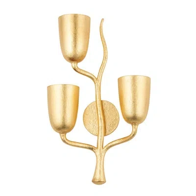 Hudson Valley Lighting Vine 3 - Light Dimmable Candle Wall Light In Gold Leaf