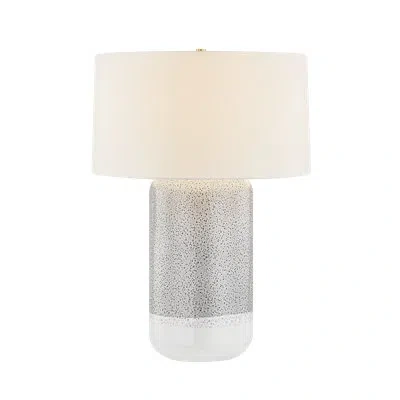 Hudson Valley Lighting Washingtonville Table Lamp In Aged Brass And Ceramic Blue Shore In Gray