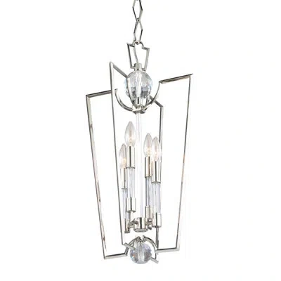 Hudson Valley Lighting Waterloo 4 - Light Candle Style Geometric Chandelier In Polished Nickel
