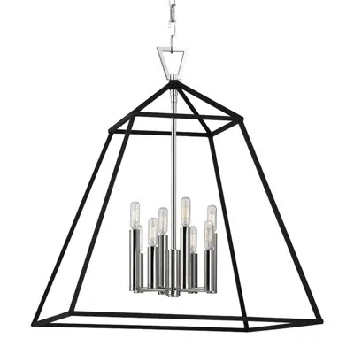 Hudson Valley Lighting Webster 8 - Light Lantern Geometric Chandelier In Polished Nickel