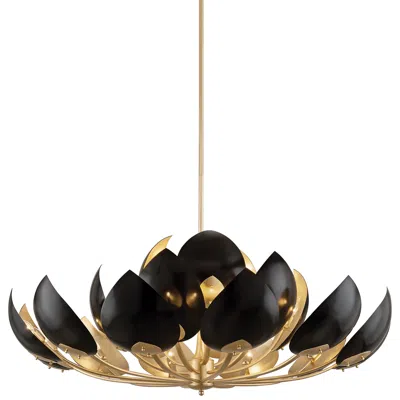 Hudson Valley Lotus 21lt Gold Leaf/black Chandelier