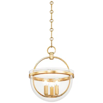 Hudson Valley Malloy 11 3/4" Wide Vintage Gold Leaf 3-light Pendant