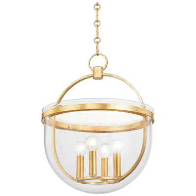 Hudson Valley Malloy 15.5" Wide Vintage Gold Leaf 4 Light Lantern