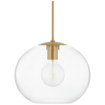 Hudson Valley Margot 16" Wide Aged Brass And Clear Glass Orb Pendant
