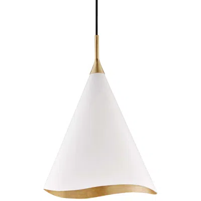 Hudson Valley Martini 13" Wide Gold Leaf And White Pendant Light
