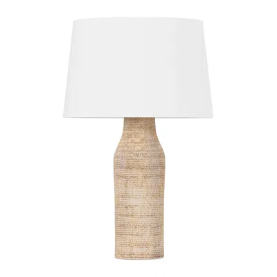 Hudson Valley Medina 18" 1 Lt. Aged Brass/ceramic Basketweave Table La