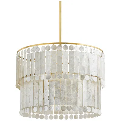 Hudson Valley Melisa 24" Wide Aged Brass Capiz Shell 6-light Chandelier