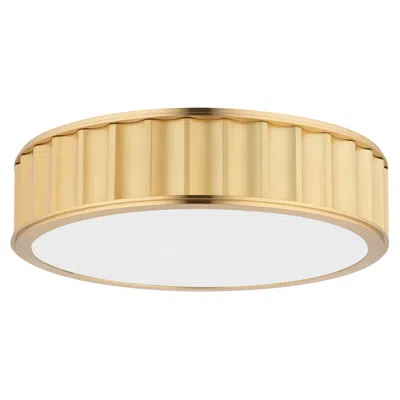 Hudson Valley Middlebury Round Aged Brass Flushmount Ceiling Light In Gold
