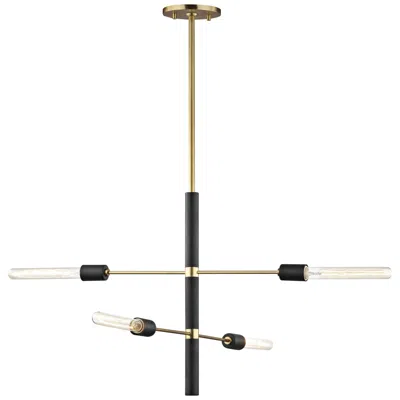 Hudson Valley Mitzi Astrid 24" Wide Aged Brass And Black 4-light Modern Chandelier
