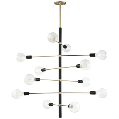 Hudson Valley Mitzi Astrid 36" Wide Aged Brass And Black 12-light Modern Chandelier