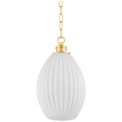 Hudson Valley Mitzi Hillary 9" Wide Aged Brass Fluted Glass Mini Pendant