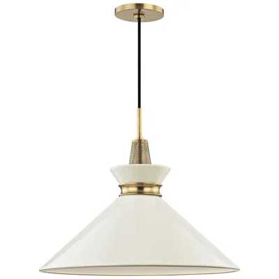 Hudson Valley Mitzi Kiki 18" Wide Aged Brass Pendant Light W/ Cream Shade