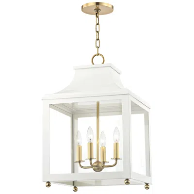 Hudson Valley Mitzi Leigh 16" Wide Aged Brass And White 4-light Pendant
