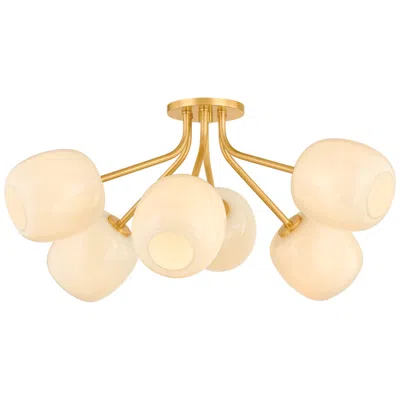 Hudson Valley Mitzi Lisette Semi Flush Aged Brass In Gold
