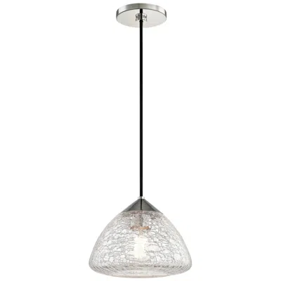 Hudson Valley Mitzi Maya 9" Wide Modern Polished Nickel Crackle Glass Mini Pendant