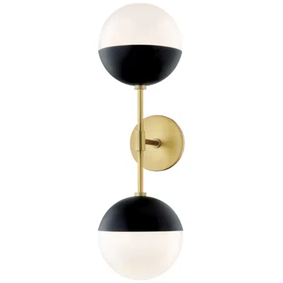 Hudson Valley Mitzi Renee 6.75" Wide Aged Brass/black 2 Light Wall Sconce