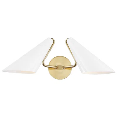 Hudson Valley Mitzi Talia 20.5" Wide Aged Brass/dove Gray Combo 2 Light Wall Sconce