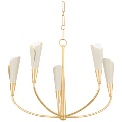 Hudson Valley Montrose 30" Wide Vintage Gold Leaf 5-light Chandelier