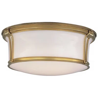 Hudson Valley Newport 15" Flushmount Opal Glass And Brass Ceiling Ligh