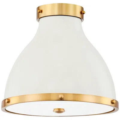 Hudson Valley Painted No. 3 16"w Aged Brass And Off-white Ceiling Light