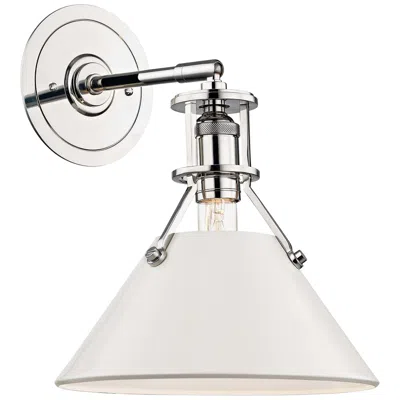 Hudson Valley Painted No.2 11"h Polished Nickel Sconce W/ Off-white Shade
