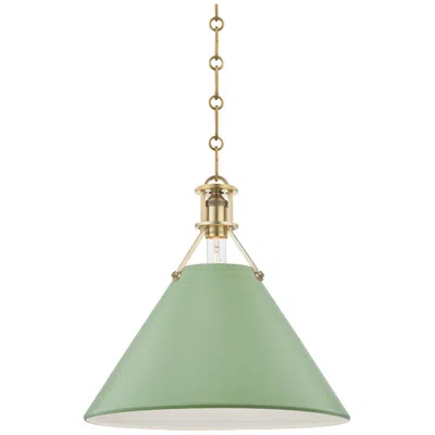 Hudson Valley Painted No.2 16in Brass 1 Light Large Pendant