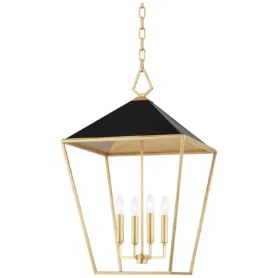 Hudson Valley Paxton 4 Light Med Pendant Gld Leaf/blk