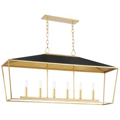 Hudson Valley Paxton 48" Wide Gold Leaf 6-light Linear Island Pendant