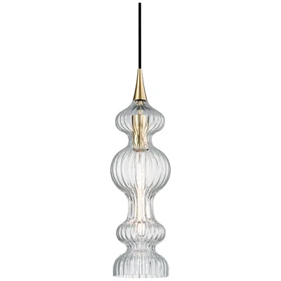 Hudson Valley Pomfret Brass 6" Wide Clear Glass Mini Pendant