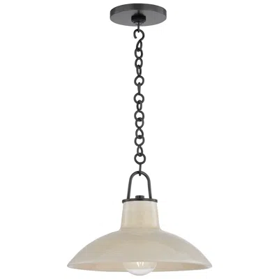 Hudson Valley Pottersville Pendant 12.5 Inch In Bronze/ceramic Ivory In Neutral